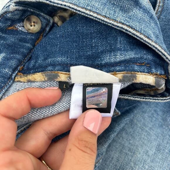 Vintage Roberto Cavalli Y2K Micro Mini Jean Denim Skirt Rhinestone Large - Picture 8 of 12